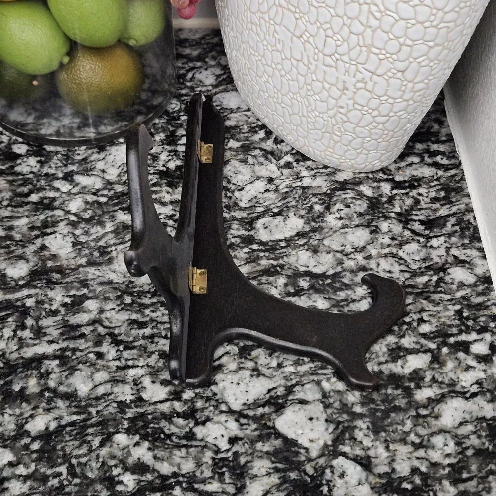 Home Decor Dark Brown Wooden Display Stand 10 Inches‎ Plate Holder Easel